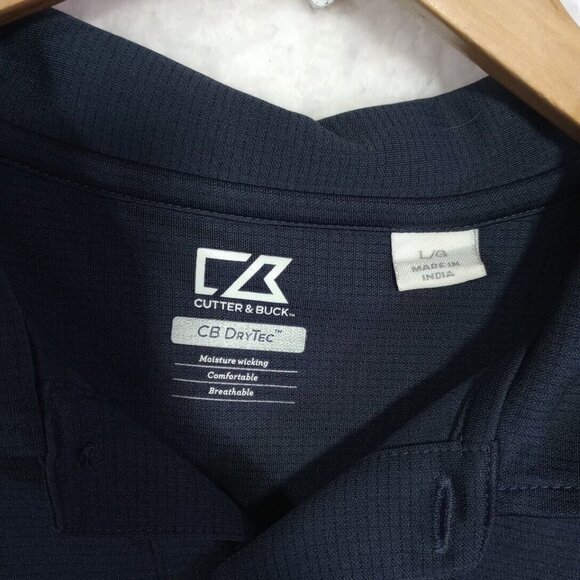 Cutter & Buck Shirt CB Drytech Moisture Wickening Size Large Mens Blue Polo Golf - Picture 4 of 11